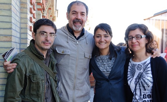Walter Astrada, Juan Medina, Mayte Carrasco y yo en la inauguración. Foto de Fran Simó.